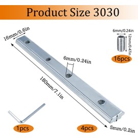 Aluminium track connector, aluminium profile connector, 4 pieces, aluminium profile, groove, 8 profiles, rod profile, EU standard, made of high-quality aluminium (3030)