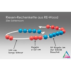 WISSNER aktiv lernen - 20er Riesen Rechenkette rot/blau - RE-Wood
