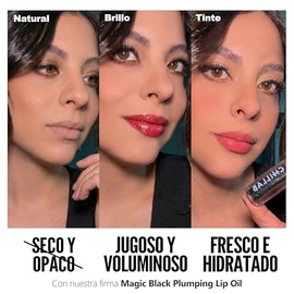 Chillab Aceite Labial Negro Mágico Voluminizador 5ml, Efecto de Color pH  Bálsamo con Péptidos y Aceite de Jojoba, Brillo Intenso, Hidratante, No...  