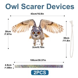 OffiCreative Fake Owl, 2PCS Reflective Hanging Fake Horned Owl Decoration, Owl Reflective Devices Outdoor for Outdoor Garden Yard