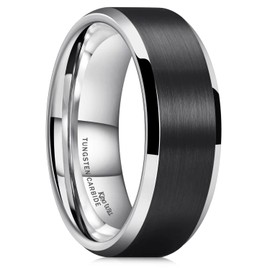King Will CLASSIC 8mm Mens Tungsten Carbide Ring Wedding Band Black Brushed Matte Finished Comfort Fit 9.5
