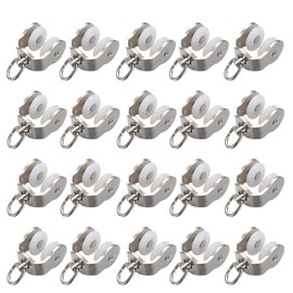 ECESLENT Carrier Rollers for Flexible Ceiling Curtain Track Stainless Steel Surface Bendable Curtain Track Pulley Curtain Track Carrier Hooks Set of 20