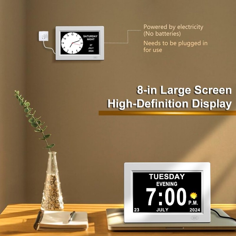 CAZOKASI 8inch Extra Large Impaired Vision Digital Alarm Clock with