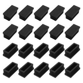 METALLIXITY Rectangle End Caps (40 x 20mm) 20Pcs, Plastic Rectangle Tube Inserts Threaded End Blanking Caps Protector - for Furniture Table Chair Legs, Black
