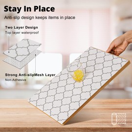 Drawer & Shelf Liners -Non-Adhesive Kitchen Cabinet Liner, Waterproof, Non-Slip, Easy to Cut, Reusable Contact Paper for Dresser Closets Pantry