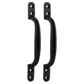 XFORT 2 Pack Hotbed Handle, Door Pull Handle, D Handle, Gate Handle for Wooden Gates, Barn Door Handle, Black Traditional Cast Iron Pull Handle for Gates, Barns and Shed Doors