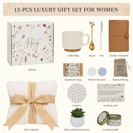 Birthday Gifts for Women - 13pcs Get Well Soon Self Care Gifts Box, Sympathy Bereavement Gift Basket, Thinking of You Surgery Recovery Condolences Care Package for Mom Her Wife Best Friend Sister