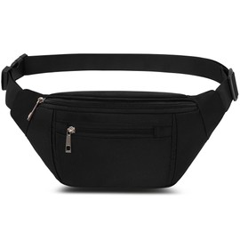 Bumbags Waist Fanny Packs for Men Women, Fashion Bum Bag with Adjustable Belt for Sport Running Hiking Jogging Travel Cycling Walking Dog Boys Ladies ect (Black)