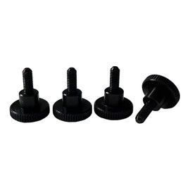 Precisiongeek M4 Aluminium Black Knurled Screws, Thumb Screws DIN 464 M4 x 10 mm – Pack of 4 – Aluminium Black