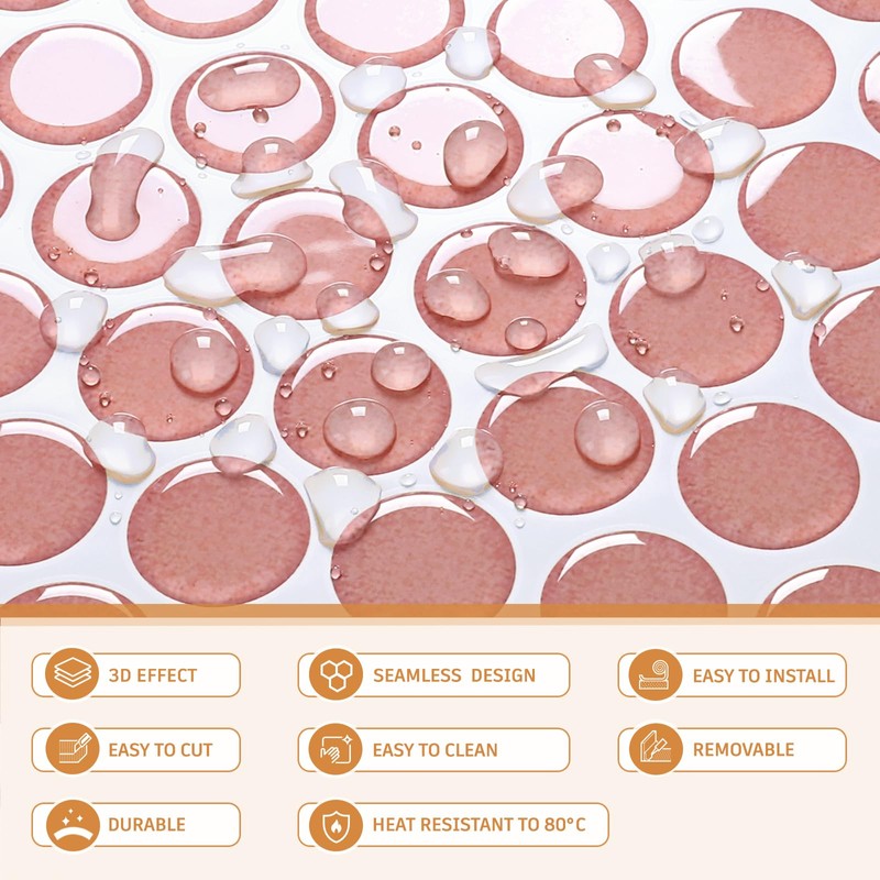 CRE8TIVE 4 Sheets Penny Round Tile Peel and Stick Backsplash