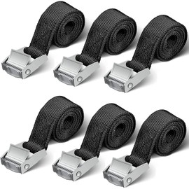 Short Tie Down Straps, Pack of 6, 250 kg, 0.5 m, 1 m, 2 m, Black Lashing Straps, Motorcycle Lashing Strap for Motorcycle, Bicycle Carrier, Extremely Robust Lashing Strap (0.5 m x 6 Pieces)