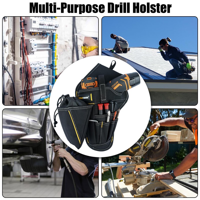 MELOTOUGH Drill Holster Impact Driver Holster with Bit Pouch Heavy