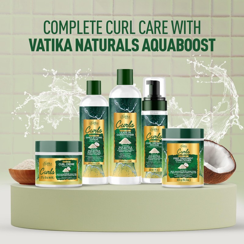 Vatika Naturals Curls AQUABOOST Curl Crème with Rice Water &