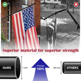 Flag Pole for Outside House, Black Metal Heavy Duty Portable Indoor Outdoor Yard House Garden Flag Pole for Truck Car Porch 5ft