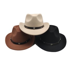 Willheoy 3 Pcs Kids Cowboy Hat for Girls Boys Unisex Western Fedora Hat with Buckle Belt Wide Brim Dress Up Costume