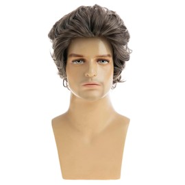 Dsimeig Men's Wig Mix Brown Short Wave Layered Synthetic Cosplay Party