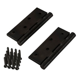 SOTECH Pack of 2 Door Hinges 101 x 76 x 2.5 mm Screw-On Tape Stainless Steel SS304 Black Ball Bearing Mounted with Stainless Steel Screws Hinge Load Capacity 60 kg Door Hinges for Indoor and Outdoor