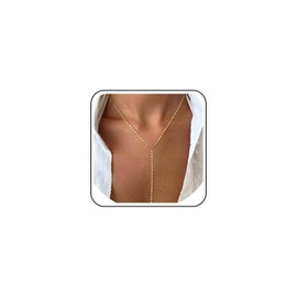 Aneneiceera Vintage Layered Gold Y Lariat Necklace Gold Long Chain Y Necklace Thin Chain Wrap Choker Necklace Minimalist Y Drop Necklace Jewellery for Women (2 Layers), Zinc