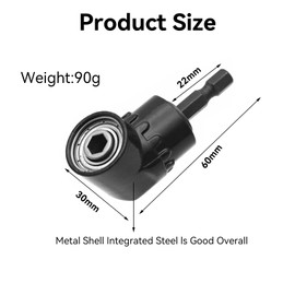 105° Angle Wrench, Black 1/4 Inch Hexagonal Bit Cordless Screwdriver Angle Drill Attachment, Multifunctional Angle Drill, Universal Metal Angle Wrench Attachment, for Drilling Narrow Spaces
