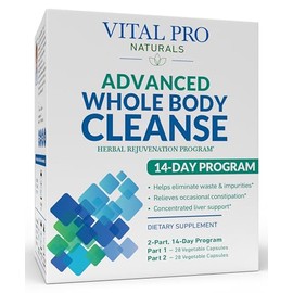 Vital Pro Naturals - Advanced Whole Body Cleanse with Milk Thistle, Magnesium, Cape Aloe, and Herbs for Occasional Constipation and Healthy Elimination, 2-Part 14 Day Kit, 56 Capsules