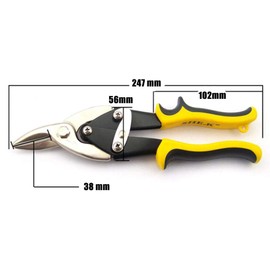 Tin Cutter 10" 250mm Aviation Snips Multifunctional Industrial Scissors with Safety Buckle for Metal Sheets Cutting (Left Cut)