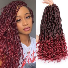Xtrend 6 Packs 18 Inch Crochet Braids Twist Hair Goddess Faux Locs Curly Ends Dreadlocks Braids Synthetic Hair Extensions High Temperature for Black Women 20 Strands/Pack Colour TBUG