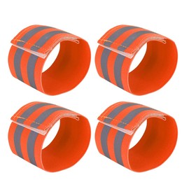 X AUTOHAUX 4 Pcs Reflective Bands for Wrist Reflective Wristbands High Visibility Night Safety Cycling Riding Reflector Tape Straps Bracelet Orange