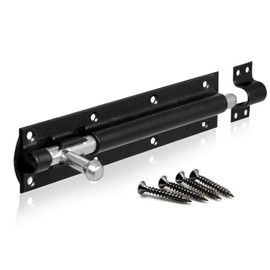 2 Pack Heavy Duty Tower Bolt Black 250mm (10"), Door Lock Bolt, Strong Black Coated Door Barrel Bolt, Durable Slide Bolt for Increasing Security on Garden Gates & Shed Doors