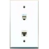 Wallplate City 1 Port Phone 1 CAT5E Ethernet Wall Plate Solid White