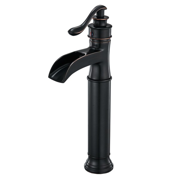 Vessel Sink Faucet Oil Rubbed Bronze Waterfall Single Handle Lever One Hole Bathroom Mixer Tap Deck Mount