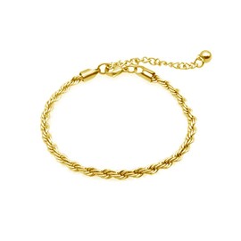 JSEA 4 5mm Stainless Steel Chain Bracelet Twist Rope Bracelet for Men Women Black Silver Gold Color(G4)