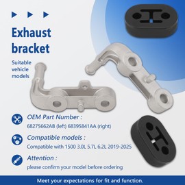 68275662AB 68395841AA Exhaust Bracket Muffler Support Assembly Fits Ram 1500 2019-2025 3.0L 5.7L 6.2L, with 2Pcs Hanger Rubber (Rear Left & Right)