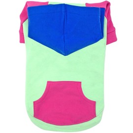 Color-Block Dog Hoodie - Pink on Mint (Medium)