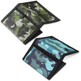 2 Pcs Ultra Thin Camo Wallet, Velcro Wallet, Camo Purse, Sports Outdoor Purse, Mini Purse with Zipper for Men, Boys, Teenagers, Christmas, 1, Rugged
