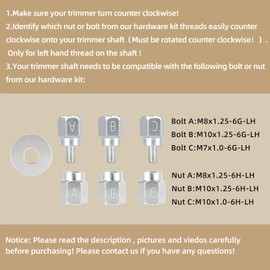 Thread Spindle for Brush Cutters with Left Hand Thread and Tap & Go System, Efficient Lawn Mowing with Mowing Head for Brush Cutters, Universal Thread Spool with 6 Thread Adapters