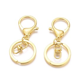 Cheriswelry 100pcs Gold Keyring Clasps Lobster Claw Clasp Swivel Clasps Split Ring Snap Hooks Keychain for Hanging Crafts Jewellery Making