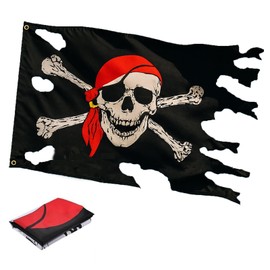ElevaPulse Children's Pirate Flag Outdoor 90 x 150 cm with Holes - Weatherproof Pirate Flag Made of Premium Polyester for Children's Birthdays, Pirate Parties and Garden Decoration