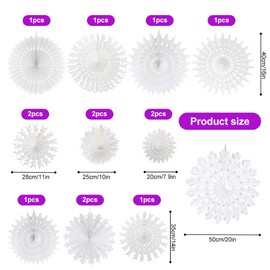 Hojalis 16 Pcs White Paper Christmas Snowflake Decorations, Paper Snowflakes Hanging Decoration, Paper Hanging Christmas Decoration for Winter Home Christmas Wedding Decorations