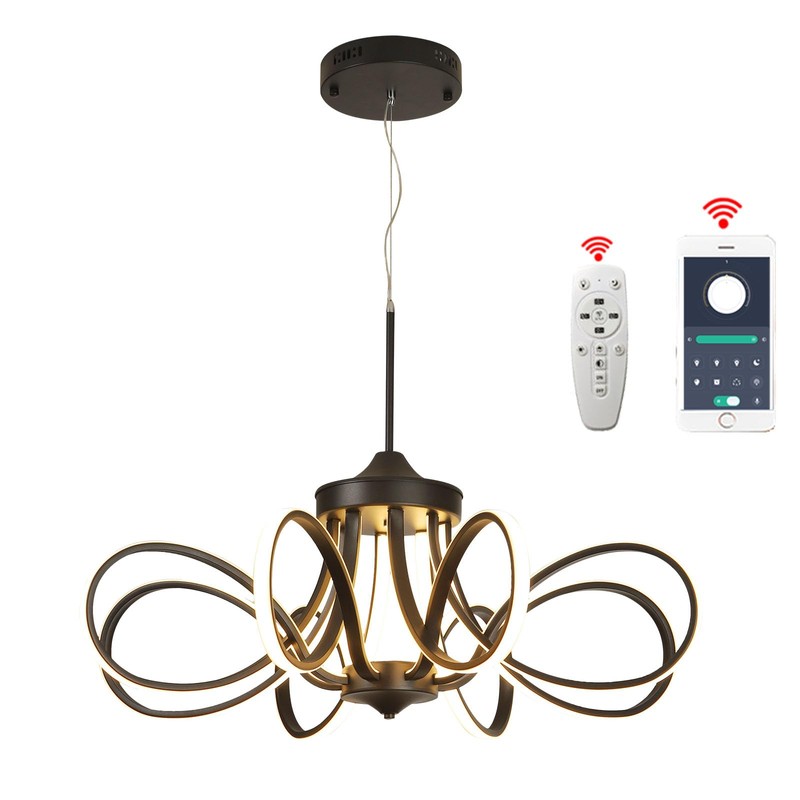 LANGLITIAODENG Chrome/Black LED Ceiling Light with Remote Control, Dimmable Lustre
