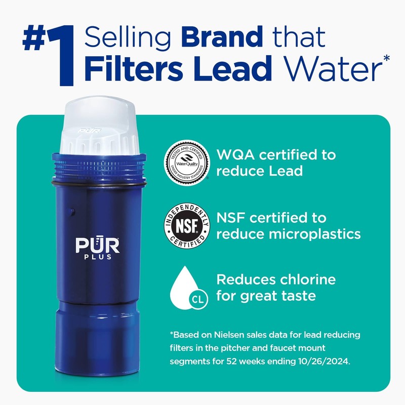 PUR PLUS Lead Reducing Water Pitcher and Dispenser Replacement Filter,