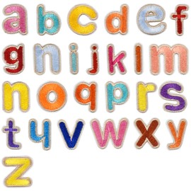 Pack of 52 Patches Letters, Alphabet Embroidery Patches for Iron-on or Sew On Embroidered A-Z for Jackets, Shirts, Jeans and Crafts Sewing Projects