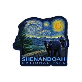 Die Cut Sticker Shenandoah National Park, Virginia, Starry Night National Park Series, Contour Vinyl Sticker 3 to 6 inches, (Waterproof Decal for Cars, Water Bottles, Laptops, Coolers), Large
