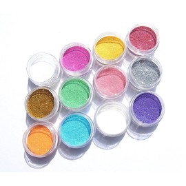 Glitter Powder (Glitter), 0.08 oz (2 g) each; Carefully Selected Set of 12 Colors (1/256 (Fine Particles))