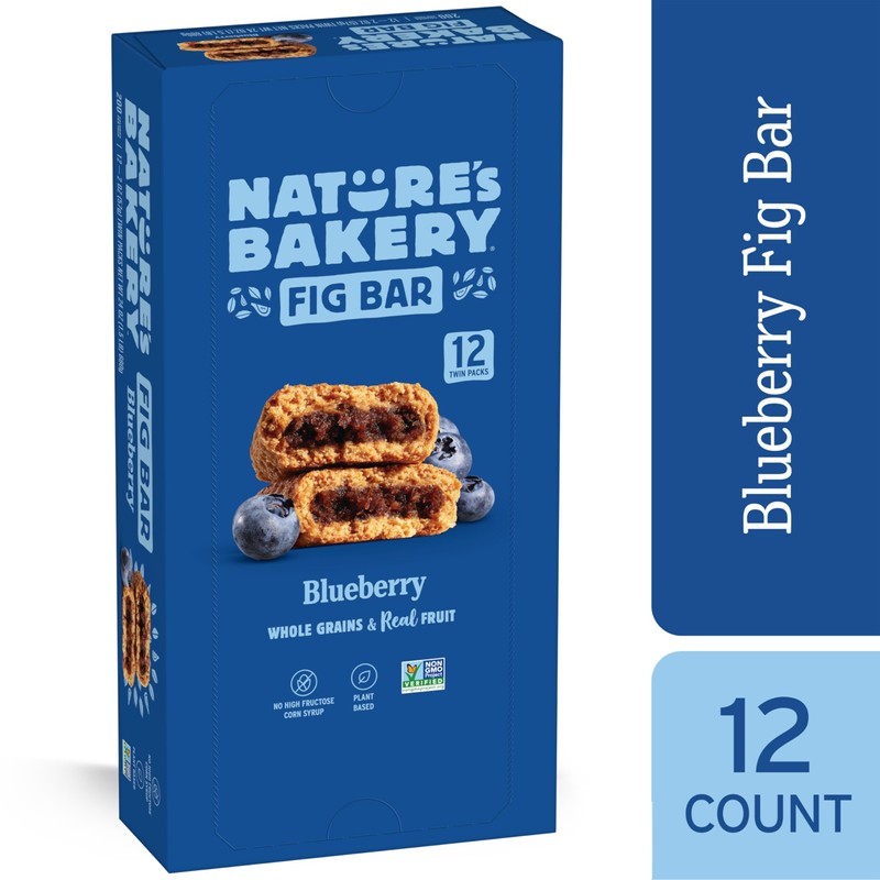 Nature's Bakery Whole Wheat Fig Bars, Blueberry, Real Fruit, Vegan,