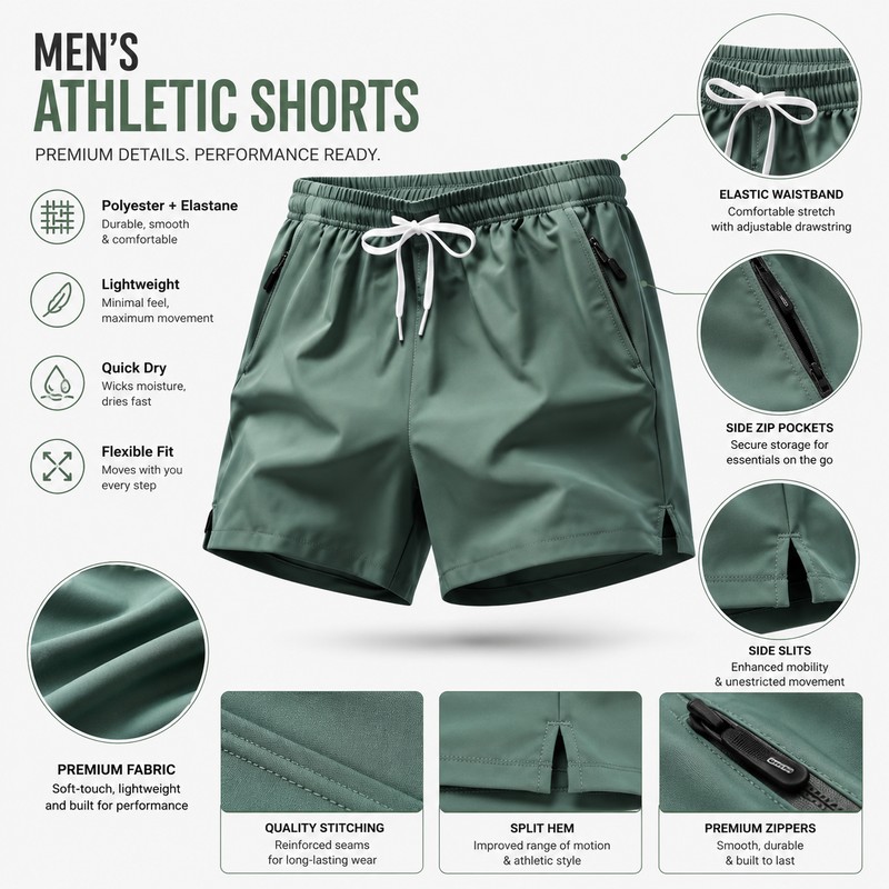 Men’s Quick-Dry Running Shorts for Training – Lightweight Athletic Shorts