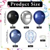 Latex Balloons, Navy Blue Silver, 49 Pieces Metallic Blue Confetti