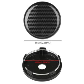 USonline911 4 Pack 60mm Carbon-Fiber Stripe Car Emblem Hub Wheel Center Cap Cover Sticker Aluminum Wheel Center Cap
