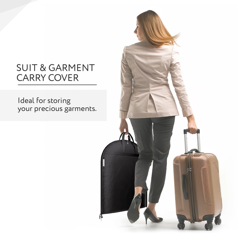 Hangerworld 54 Inch Zipped Black Suit Cover Travel Carrier Bag