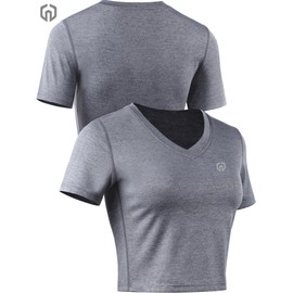Women's 3 Pack Running Shirt Workout Athletic Crop Shirts,8101,Black/Grey/White,XL