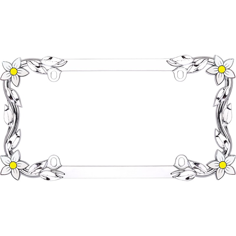 Cruiser Accessories 19130 Daisy License Plate Frame, Chrome/Painted